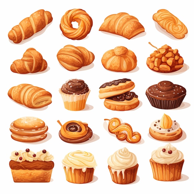 Vector productos de panadería_conjunto_de_vector_imágenes_ilustradas