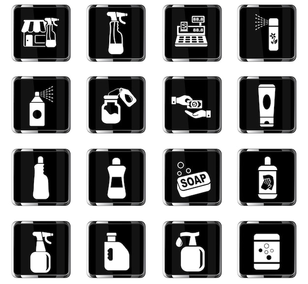 Los productos químicos almacenan iconos web para el diseño de la interfaz de usuario