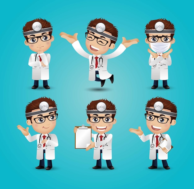 Profesión - médico con diferentes poses