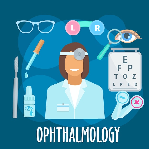 Vector profesión de optometrista y símbolo de examen ocular.