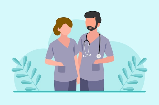 Profesional médico Concepto Ilustración vectorial plana de colores aislada
