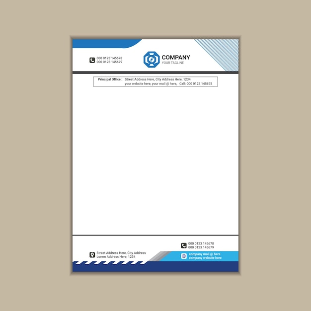 Profesional y pulido Un papel de carta corporativo A4 limpio y simple con vector de sangrado