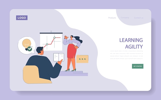 Profesionales de agilidad de aprendizaje involucrados en el aprendizaje dinámico con gráficos de crecimiento e ideas innovadoras