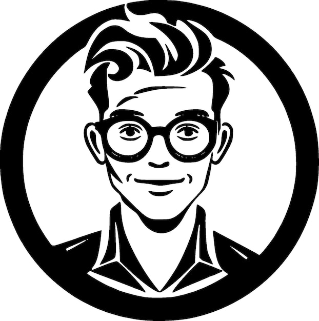 Profesor, blanco y negro, aislado, icono, vector, ilustración