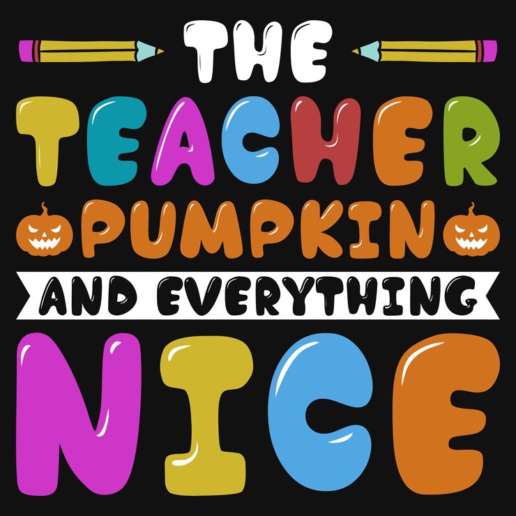 Vector el profesor calabaza y todo bonito diseño de camiseta.