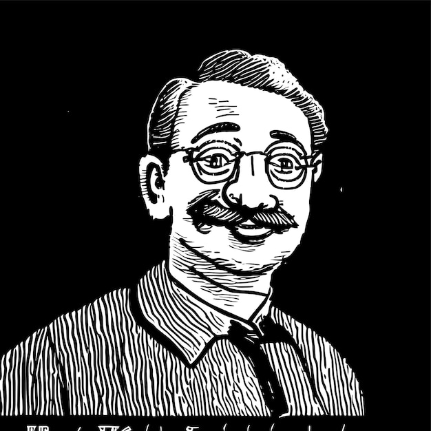 Profesor doctor anciano con gafas dibujado a mano dibujos animados pegatina icono concepto aislado ilustración