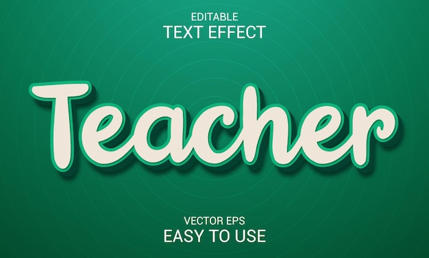 Profesor Editable Vector 3d estilo de efecto de texto