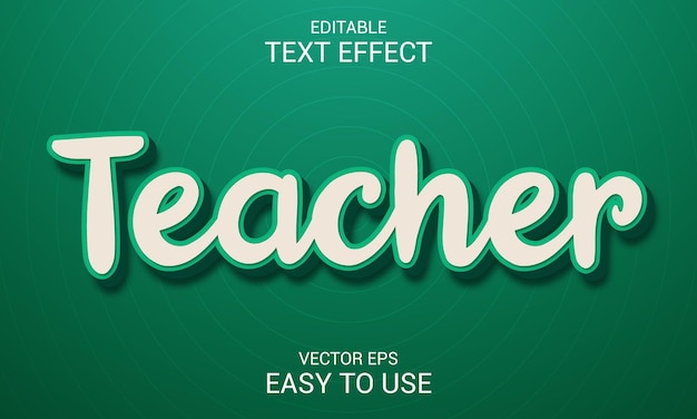 Vector profesor editable vector 3d estilo de efecto de texto