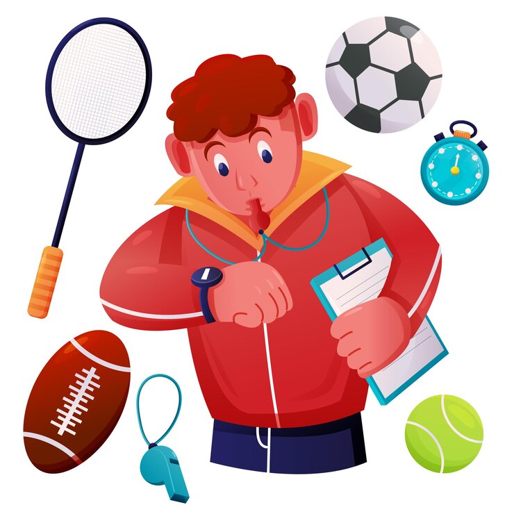 Vector profesor de gimnasia y equipo de ejercicio perfecto para activos de diseño.