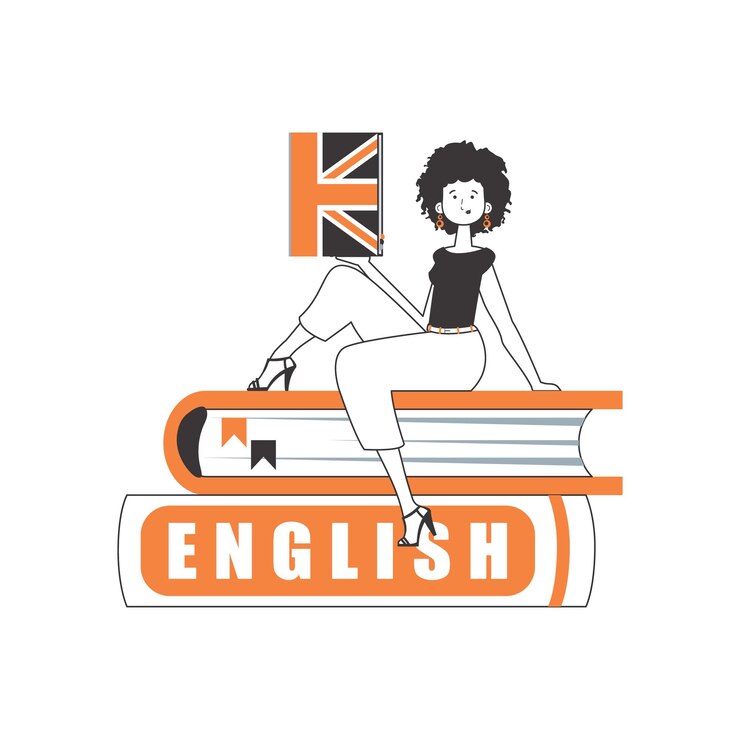 Vector profesor de inglés el concepto de aprender un idioma extranjero estilo lineal ilustración vectorial aislada