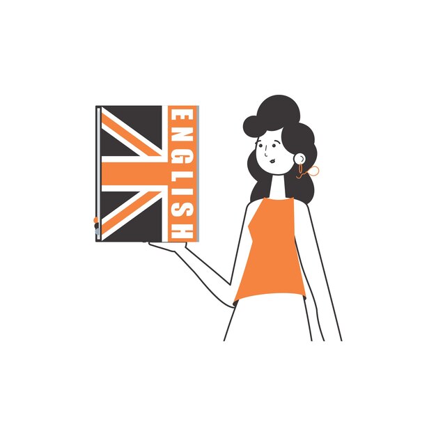 Profesor de inglés El concepto de aprender inglés Estilo de moda lineal Ilustración vectorial aislada