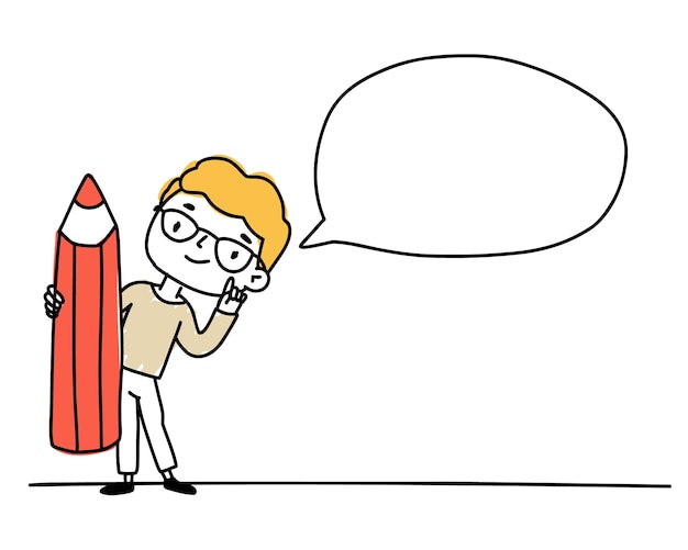  El profesor con un lápiz rojo habla en clase explica una persona inteligente en un contexto aislado