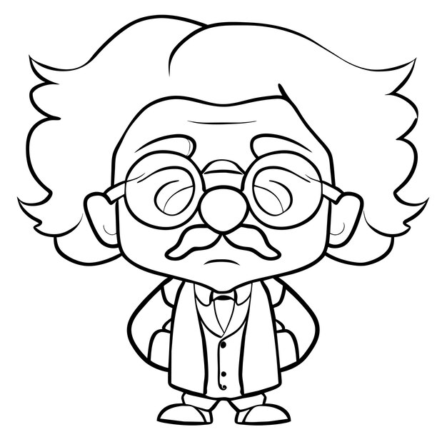 Vector profesor, mano, dibujado, caricatura, pegatina, icono, concepto, aislado, ilustración