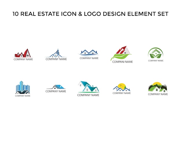 Professional real estate icon logo design set