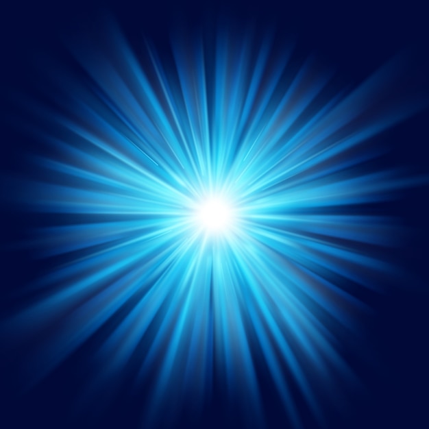 Profundo resplandor azul estrella estalló llamarada explosión efecto de luz transparente.