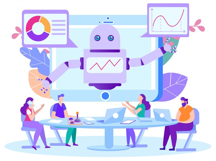 Vector programa de bot para asistencia remota de estudiantes
