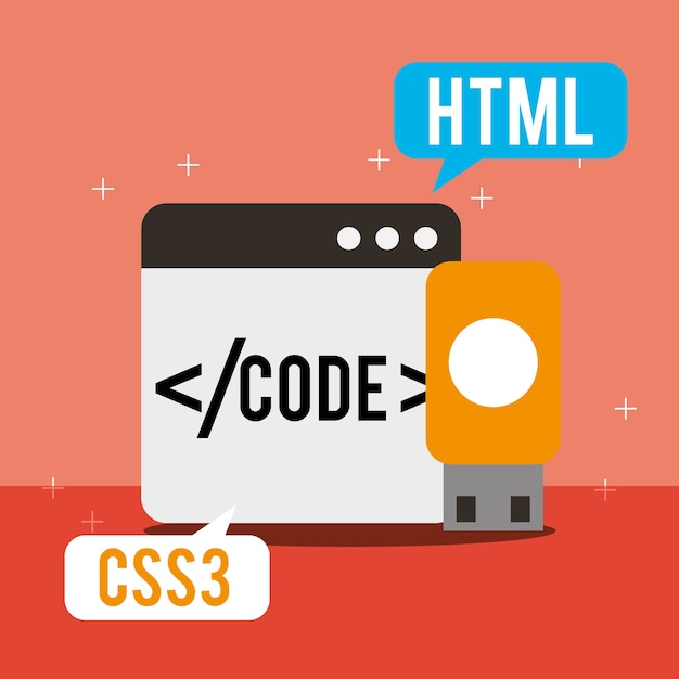 Vector programa codificación idioma del sitio web copia de seguridad usb