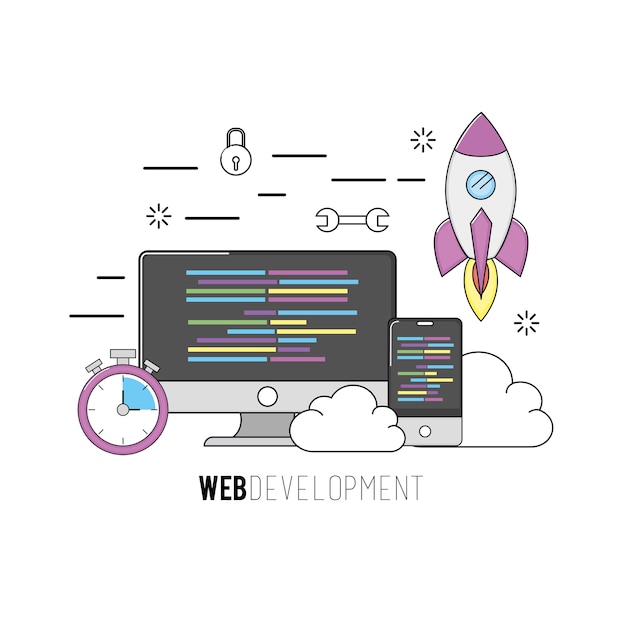 programa de código de computadora y teléfono inteligente