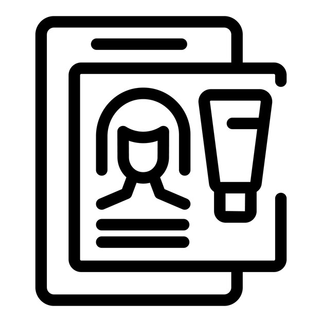 Programa de curso en línea de estética con icono de rostro de mujer y tubo de crema