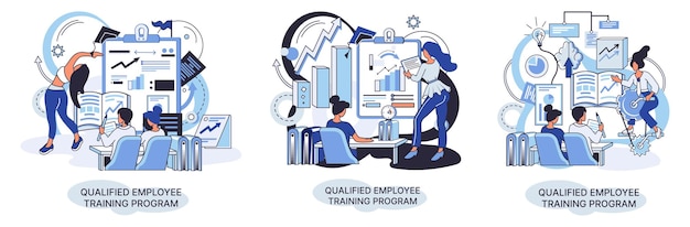 Programa de formación de empleados cualificados Metáfora del curso de actualización Ayuda en el desarrollo profesional Aprendizaje para el desarrollo y crecimiento de software Equipo de gestión de proyectos ágil reunión scrum de vida del proyecto