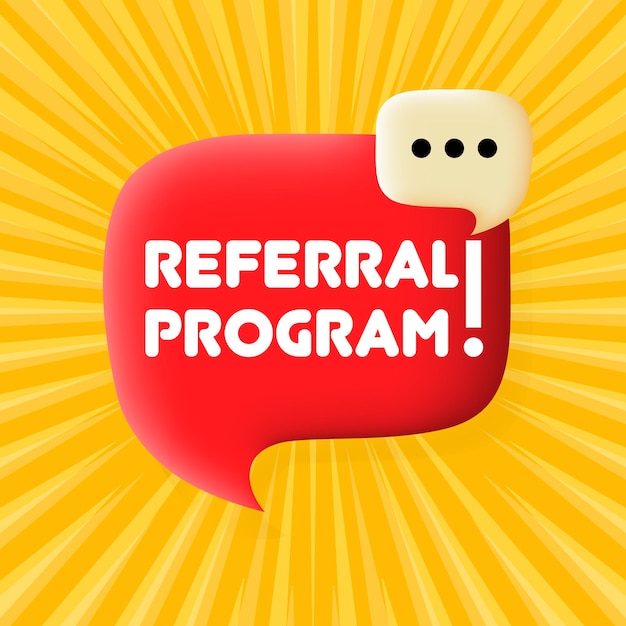 Programa de referencia Burbuja de voz con texto del programa de referencia Concepto de negocio Ilustración 3d Estilo de arte pop Icono de línea vectorial para negocios y publicidad
