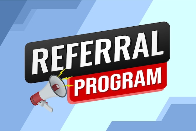 programa de referencia referencia de un amigo página de plan cartel pancarta mega teléfono diseño gráfico icono logotipo signo