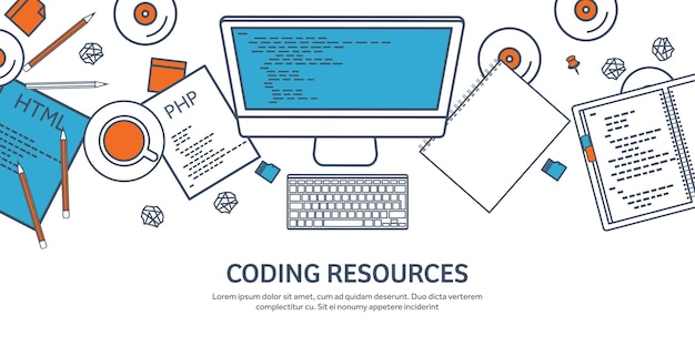 Programación alineada codificación y SEO esquema informático código de fondo hardware software desarrollo web