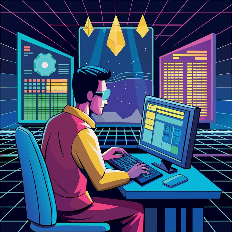 Vector programación binaria codificación de la matriz cibernética de fondo