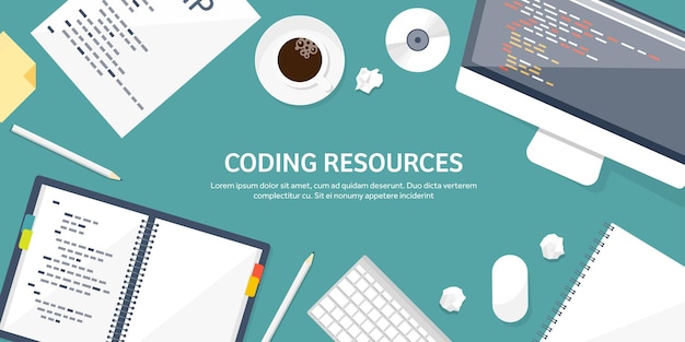 Programación y codificación computación plana código de fondo hardware software desarrollo web búsqueda seo