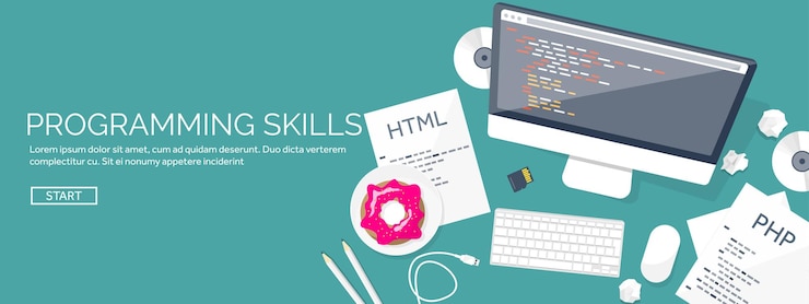 Vector programación y codificación computación plana código de fondo hardware software desarrollo web búsqueda seo
