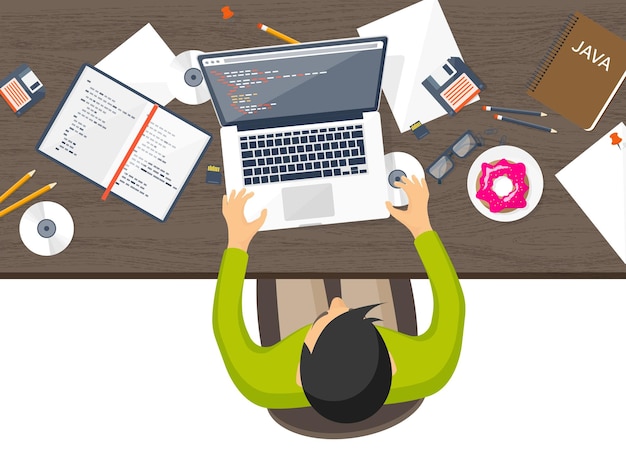 Programación codificación informática plana código de fondo hardware software desarrollo web motor de búsqueda