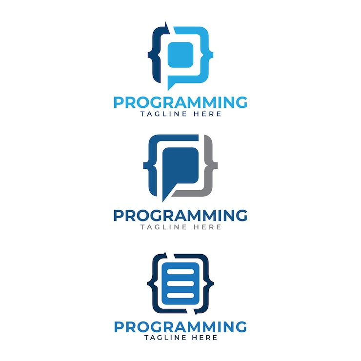 Vector programación codificación logotipo marca letra p logotipo diseño vector plantilla