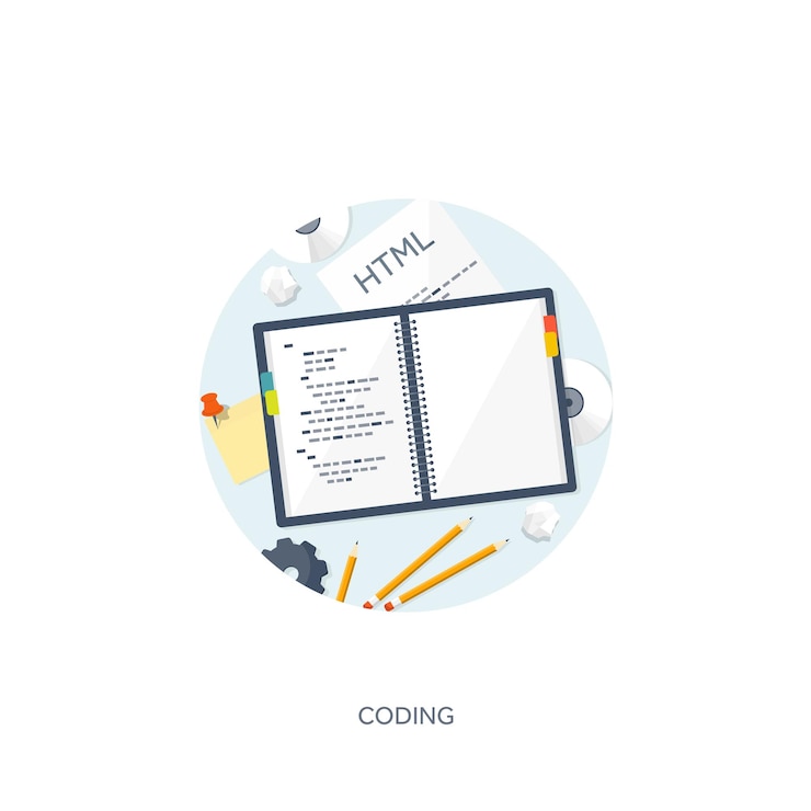 Vector programación codificación y seo computación plana código de fondo hardware software desarrollo web búsqueda