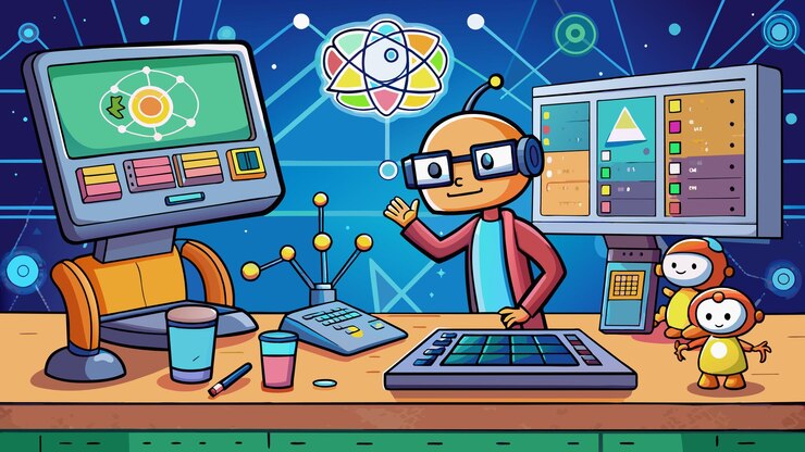 Vector programación cuántica de computadoras ilustración gráfica vectorial formato de archivo fuente eps escala sin pérdidas