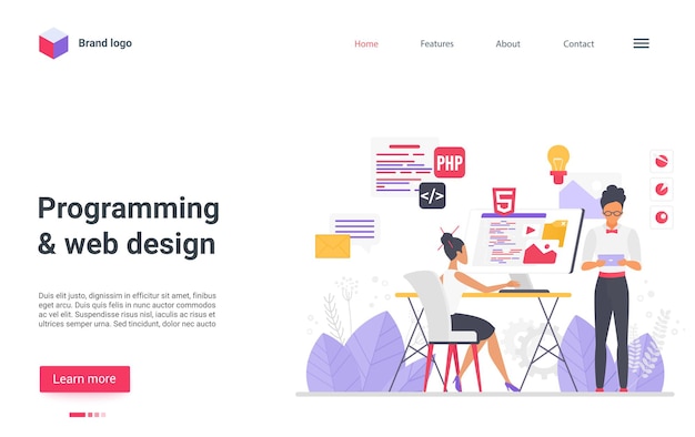 Programación diseño web página de destino programador desarrolladores trabajo crear programa moderno
