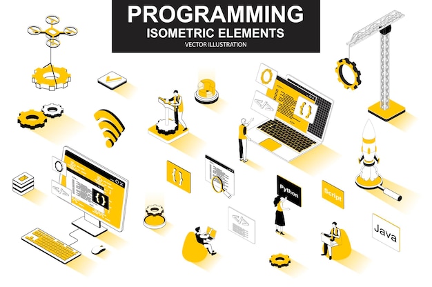 Programación de elementos de línea isométrica 3d