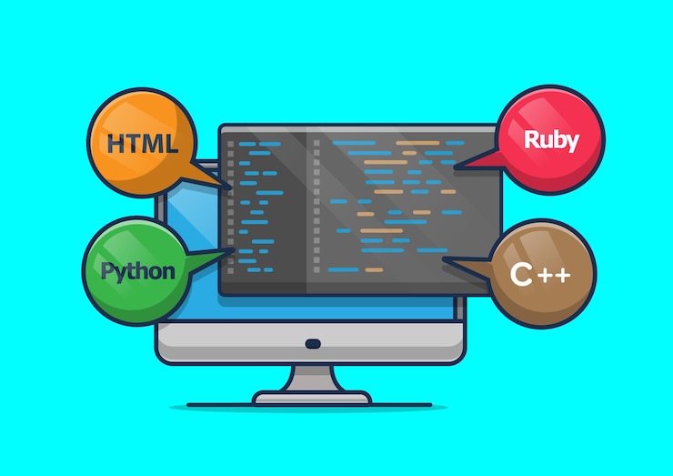 Vector programación en la ilustración de la computadora