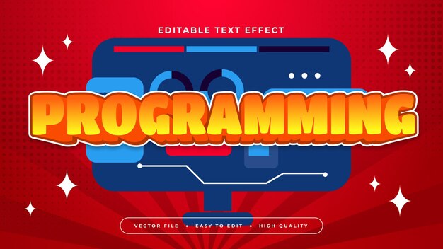 Programación roja y azul estilo de fuente de efecto de texto editable en 3D
