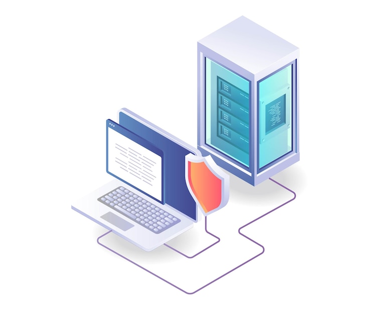 Vector programación de seguridad informática del servidor