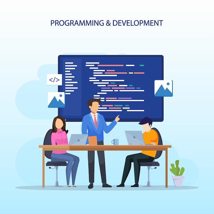 Vector programador y desarrollo de ingeniería codificación desarrollo web diseño de sitios web desarrollador vector