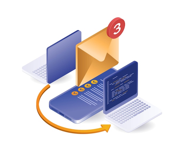 Programador de tecnología informática con correo electrónico