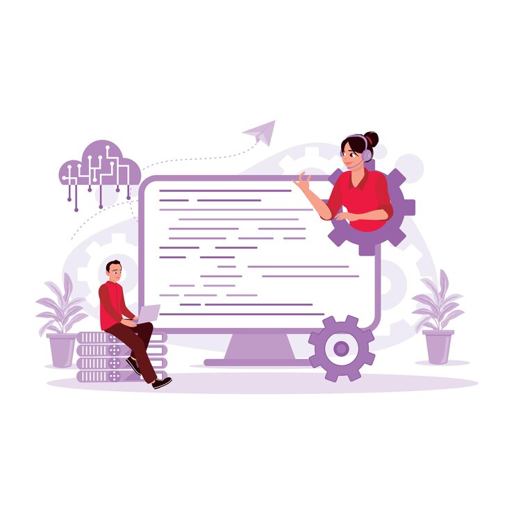 Vector los programadores desarrollan tecnologías de codificación y programación de sitios web
