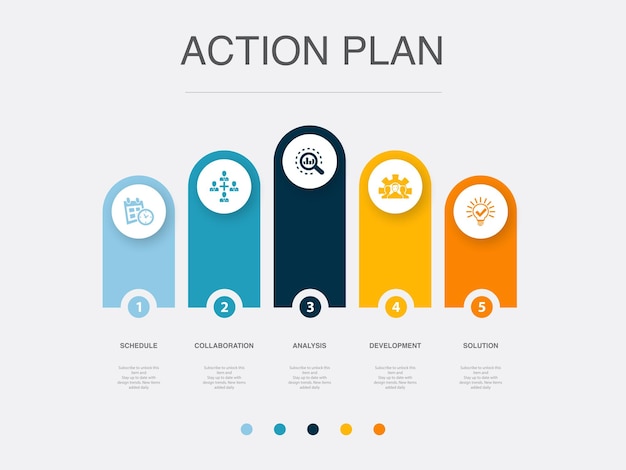 Programar iconos de soluciones de desarrollo de análisis de colaboración plantilla de diseño de diseño infográfico concepto de presentación creativa con 5 pasos