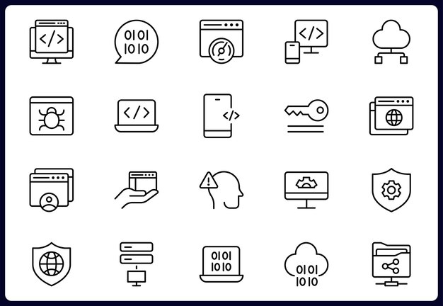 Programming and coding icon set Contains such Icons as code api programmer developer information