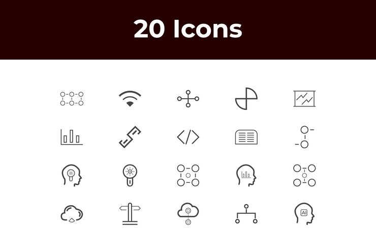 Vector programming coding set of web icons in line style software development icons for web and mobile app