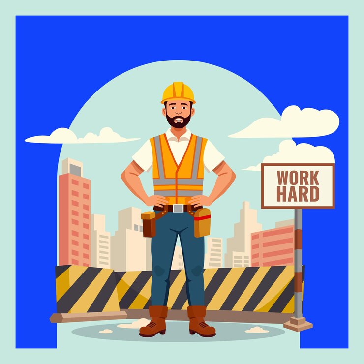 Vector progreso de la construcción con un diseño vectorial de trabajadores de la construcción