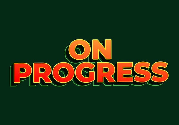 En el progreso efecto de texto en 3D aspecto rojo color amarillo fondo verde oscuro