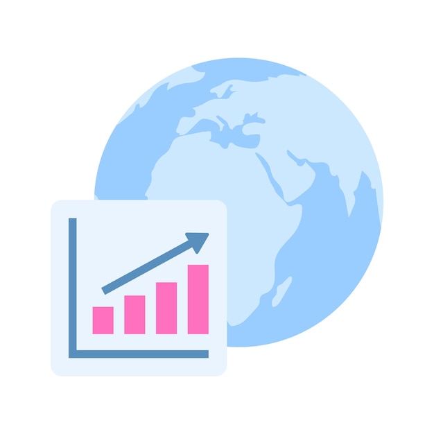 Progreso mundial diseño del vector de crecimiento de la economía mundial para uso premium