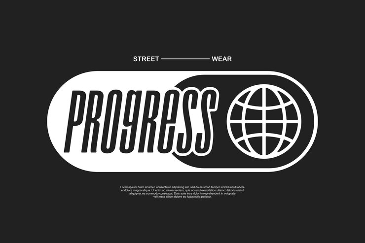 Vector progress streetwear branding para ropa de diseño moderno