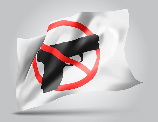 Prohibición de armas, bandera vector 3d aislado sobre fondo blanco.